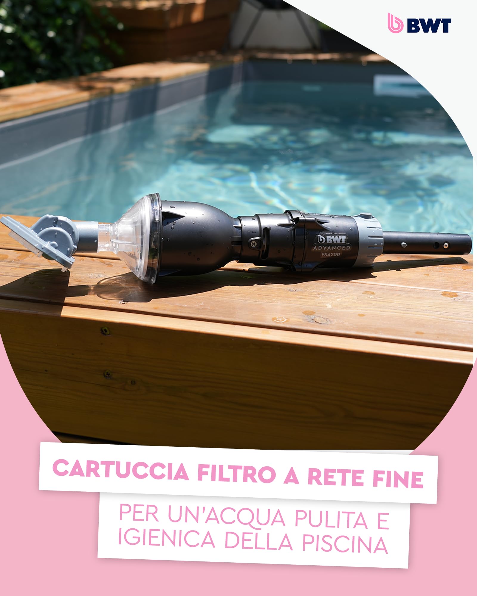 Aspiratore piscina BWT FSA200 senza fili | aspirapolvere potente 30 min | pulisci fondo vasca fuori terra | scopa aspirante per acqua | capacità 0,42 l design moderno | Potente aspirapolvere senza fili per il pavimento con massima libertà di movimento