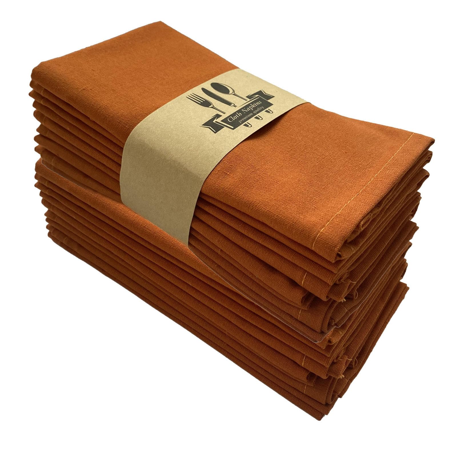 Servilleta Paquete De 20 Servilletas De Lino Y Algodón De 40 X 40 Cm para Bodas Y Fiestas En Hoteles Color Naranja