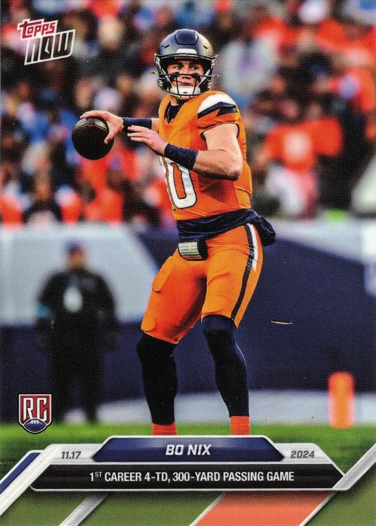 2024 Topps Now Football #12 Bo Nix Rookie Card - 1st Career 4 Touchdown Game