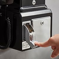 Vista 5 de Ryan Bros. American Retro 1950's Payphone with Coin Bank Wall-Mount Corded Phone (Black)