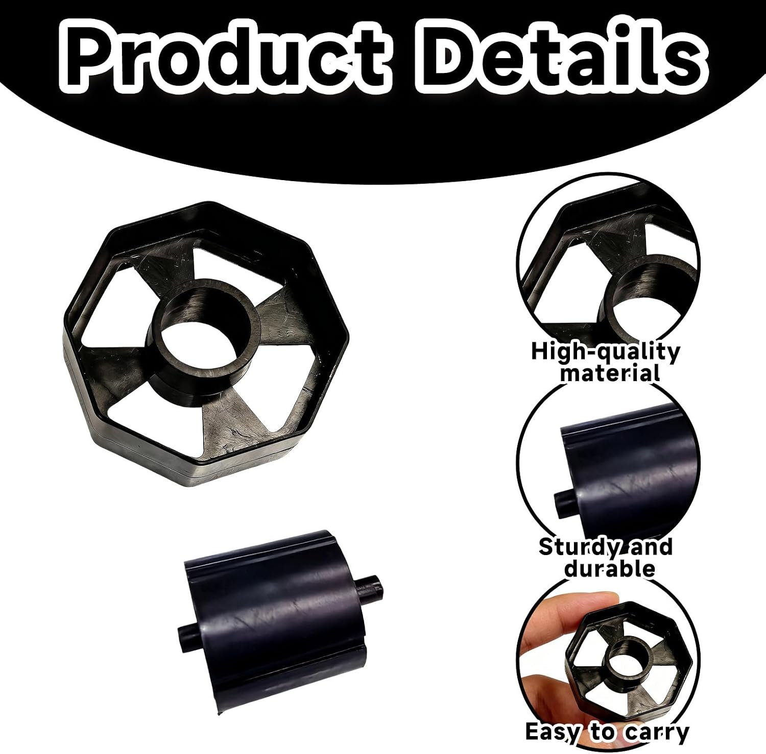 Tape Dispenser Replacement Core Set, 1 Inch and 3 Inch Plastic Inner Wheel Accessories for Desktop Tape Dispenser, Parts 20032 20072, Durable Tape Roll Insert for Shops Offices School (Black image 3