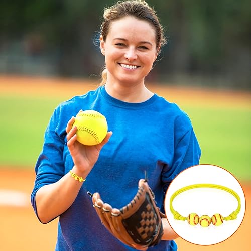 Miniatura 5 de 20 pulseras con dijes de sóftbol, regalos de fiesta de sóftbol, pulseras ajustables, pulseras inspiradoras de pelota deportiva para mujeres, fiesta