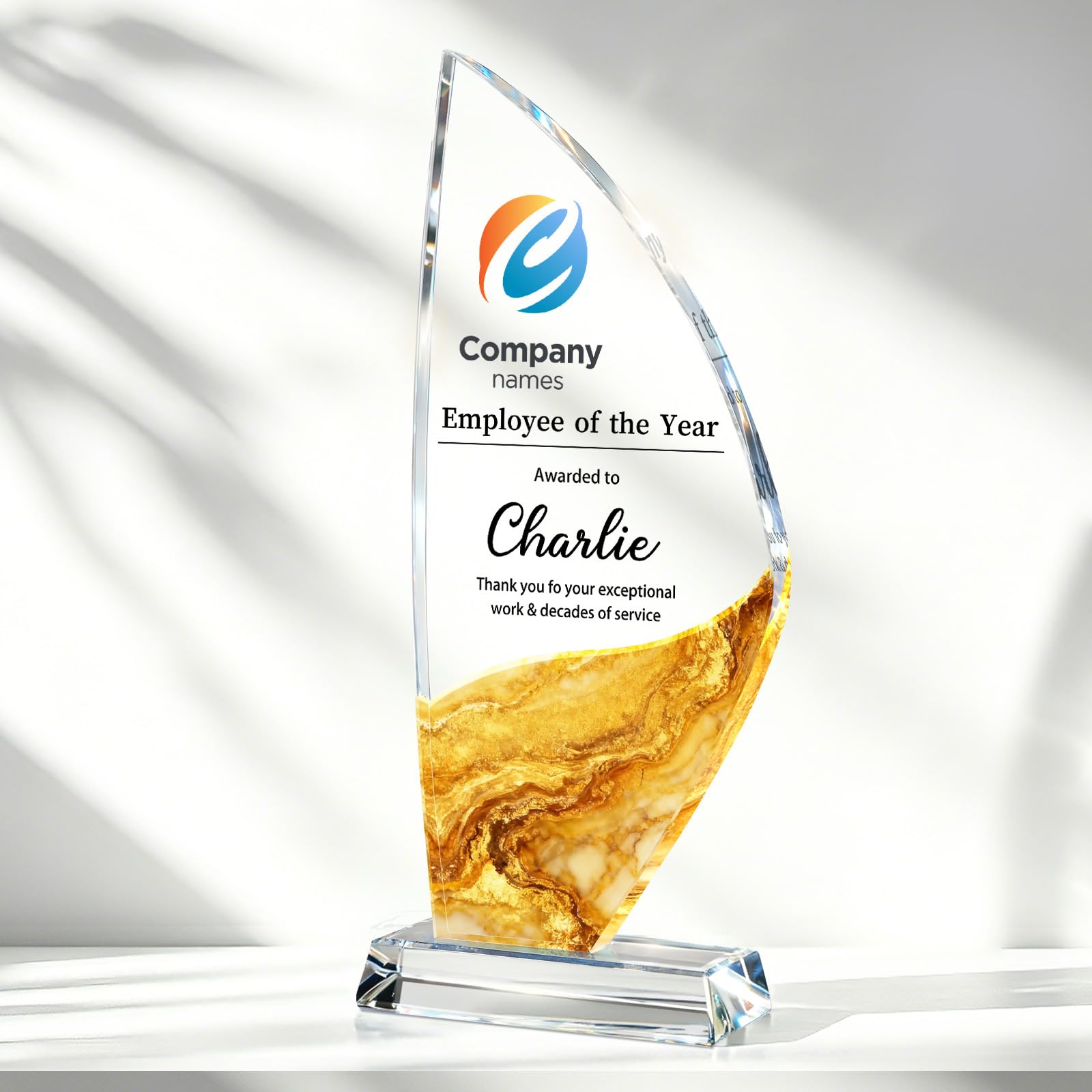 Personalized Crystal Trophy Award, Custom Awards and Trophies with Logo Photo Text, Teacher &amp; Employee Appreciation Gifts, Custom Plaque for Boss Coworker Teacher, Trophy Bulk