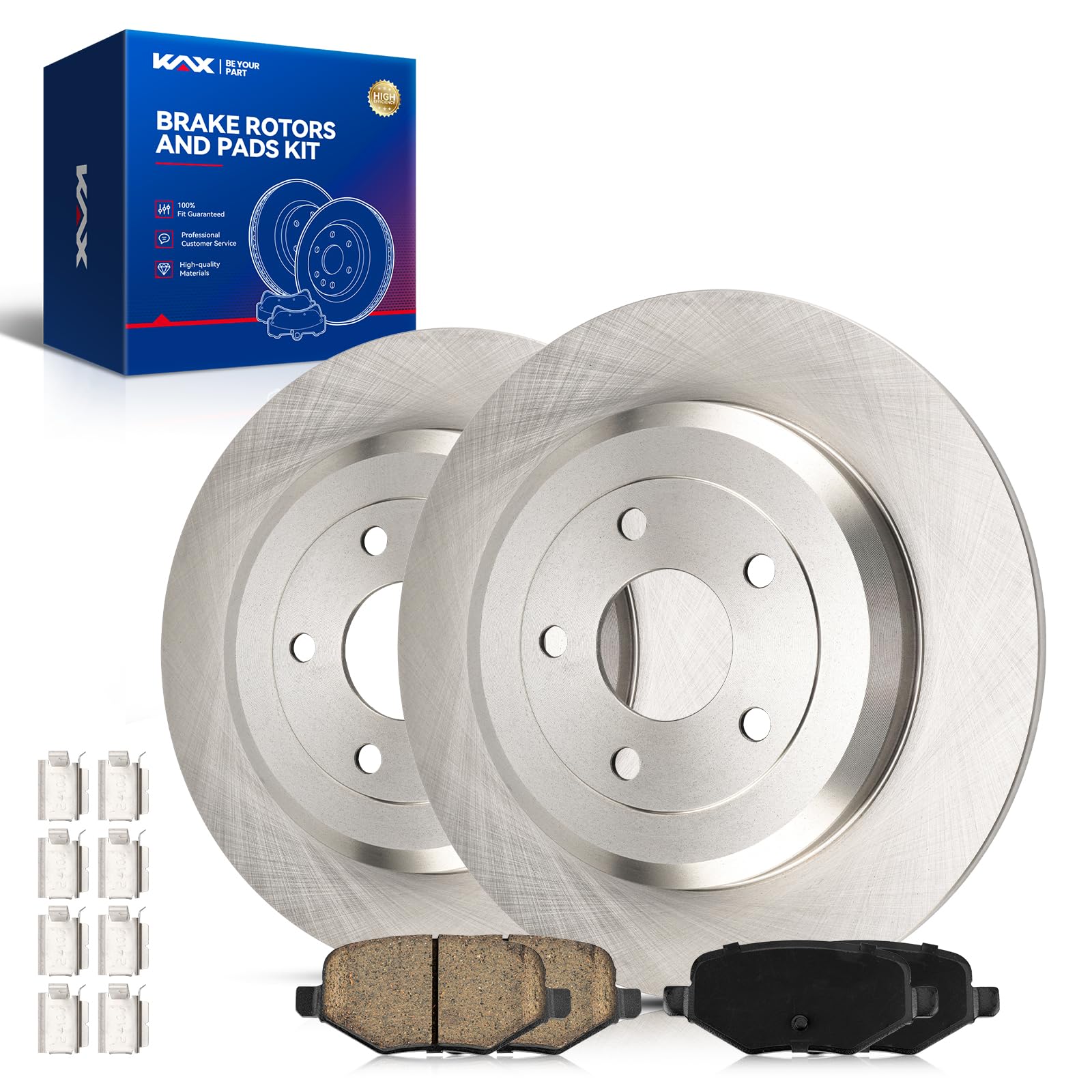 KAX Rear Brake Kit, OE Brake Rotors and Ceramic Brake Pads | Fits Ford/Lincoln-2011-2019 Explorer, 2011-2014 Edge, 2010-2019 Taurus, 2009-2019 Flex, 2011-2015 MKX, 2009-2012 MKS, 2010-2019 MKT