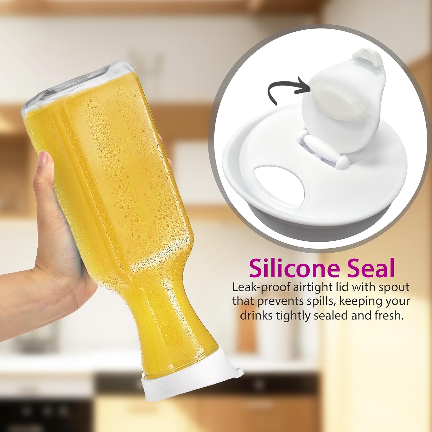DilaBee Plastic Water Pitcher With Lid - Square Carafe Pitchers for Drinks, Milk, Smoothie, Iced Tea, Mimosa Bar Supplies - BPA-Free - NOT DISHWASHER SAFE (4-Pack, 32 Ounce)