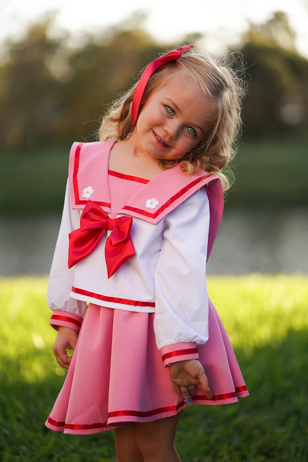 ReliBeauty Japanese School Girl Uniform Sailor Dress,Pink - Image 8