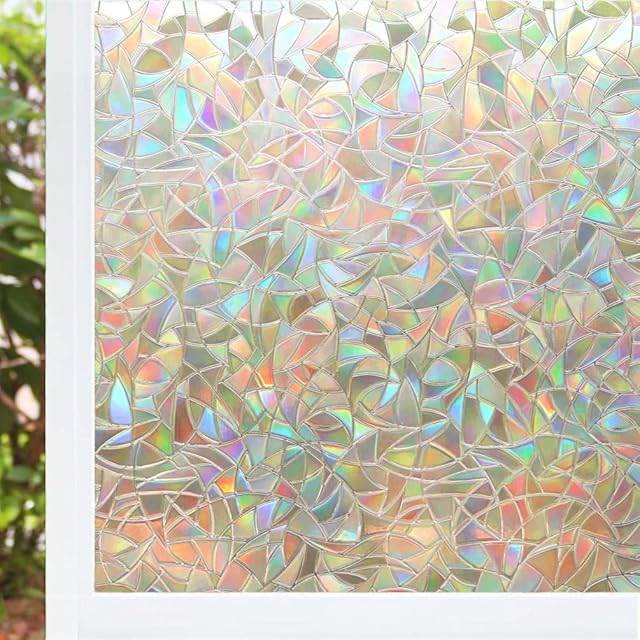 Bunolur Privacy Window Film 3D Non Adhesive Static Cling Decorative Window Glass Films Anti-UV for Home Office Decoration and Privacy Protection 44.5 * 200 cm