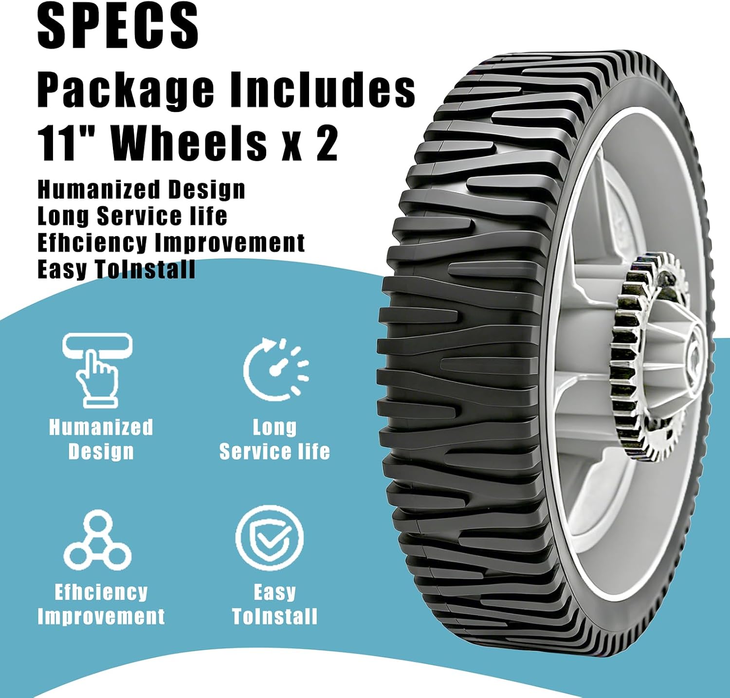 585265603 11" Lawnmower Wheel Compatibles with Hus qvarna Walk-Behind Mower, Replace for 501067002, 4541904, PS12621881, 585265601 Wheel Compatibles with HD800HW, HU800H, HU700H, 2 Pack