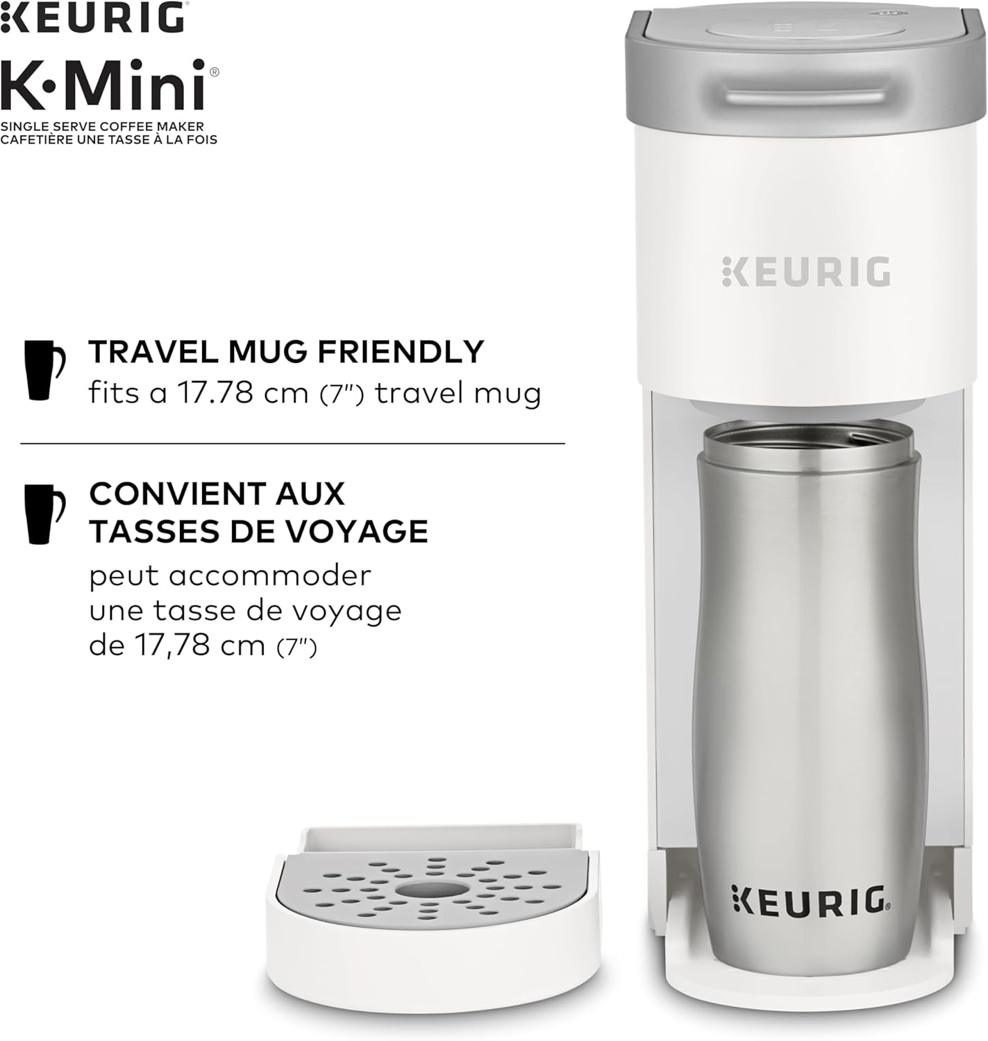 Keurig K-Mini K-Cup Pod Coffee Maker 6-12 oz Warm Stone | Under 5 Inches Wide, Travel Mug Friendly, Cord Storage