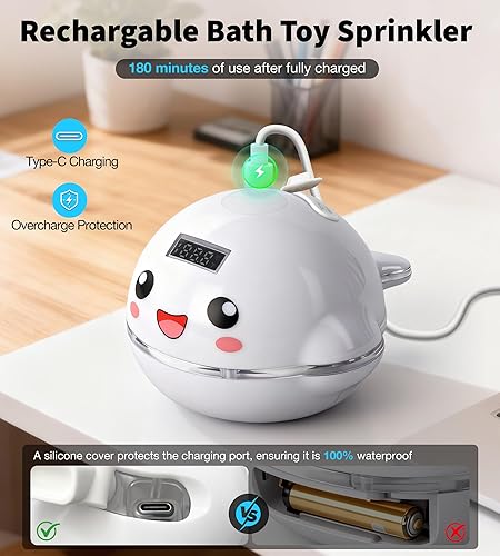 Miniatura 5 de Aspersor de juguete de baño para bebés con termómetro, alarma de temperatura y pantalla retroiluminada, sin BPA  Certificado CPC para seguridad,