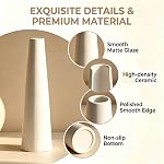 White Tall Conic Ceramic Flower Vase Decorative Floral Vase Taper Vase Table Top Small Narrow Neck Vases for Home Wedding Table Bedroom Living Room Office Desk