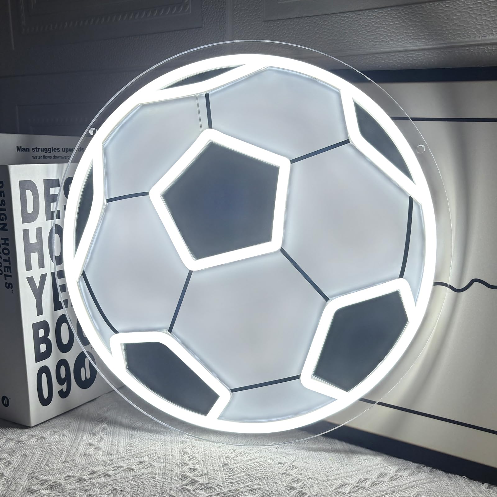 Weeddy Football Neon Sign, Neon Light Sign For Wall Decor Bedroom Accessories, Sports Themed Dimmable Led Light Sign Powered By Usb With Switch 32X32cm/12.6X12.6inch