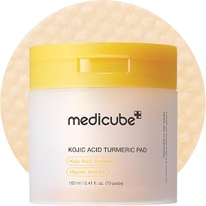 Toner Pads medicube con Ácido Kójico y Cúrcuma para piel problemática | Toallitas calmantes con Ácido Kójico, Cúrcuma, Niacinamida y Ácido Glicólico - Cuidado post-imperfecciones, cuidado coreano, 70 pads, 1 paquete