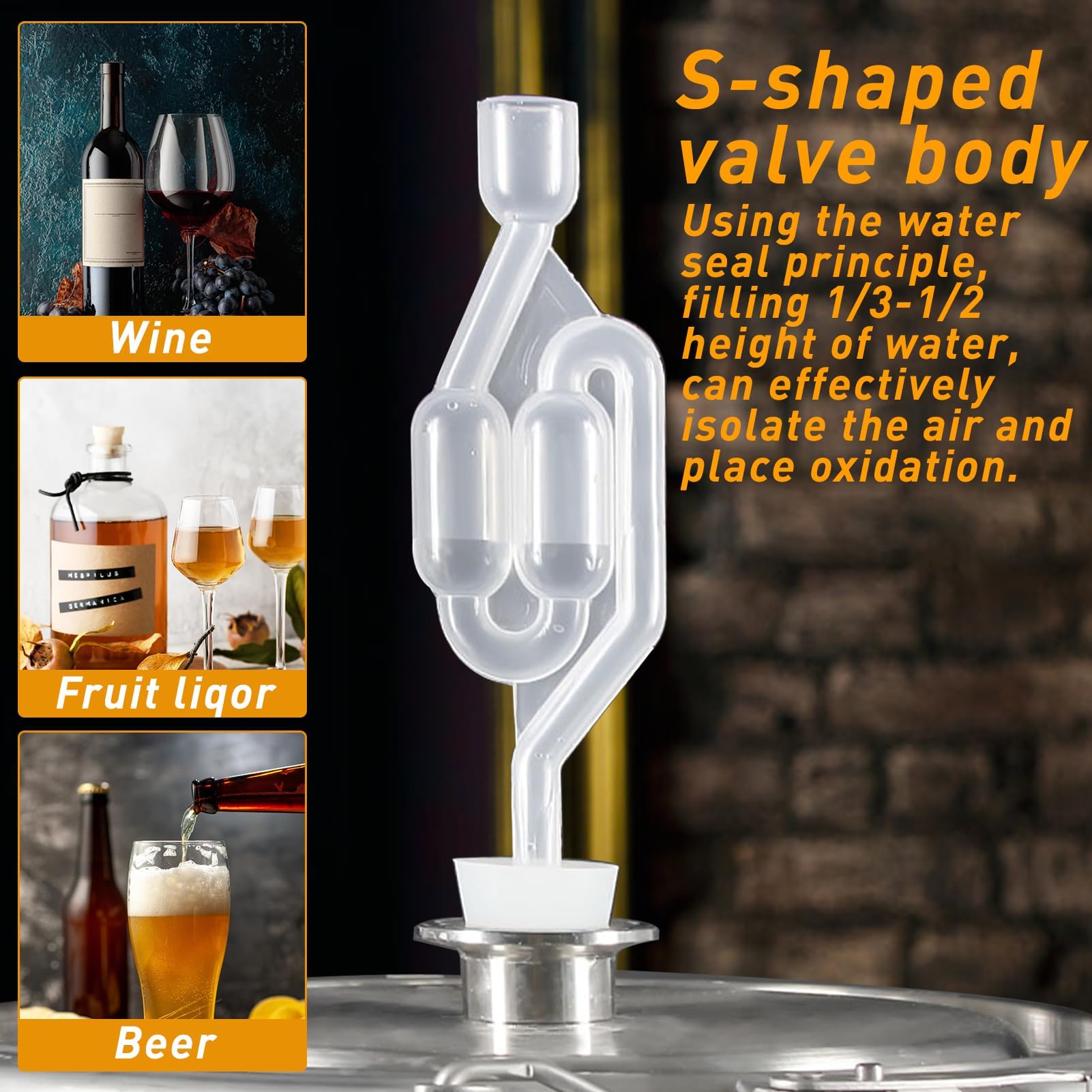 Set Fermentazione Vino E Birra - 3 Valvole Airlock Con Tappi In Gomma, Per Fermentazione Anaerobica Di Bevande E Alimenti - Foto 3
