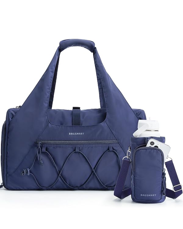BAGSMART Gym Bag for Women, Lightweight Duffel Bag with Shoe Compartment, Weekender Bags with Wet Pocket, Workout Yoga Tote Bag for Women, Navy Blue by BAGSMART - Used condition - US$24.79