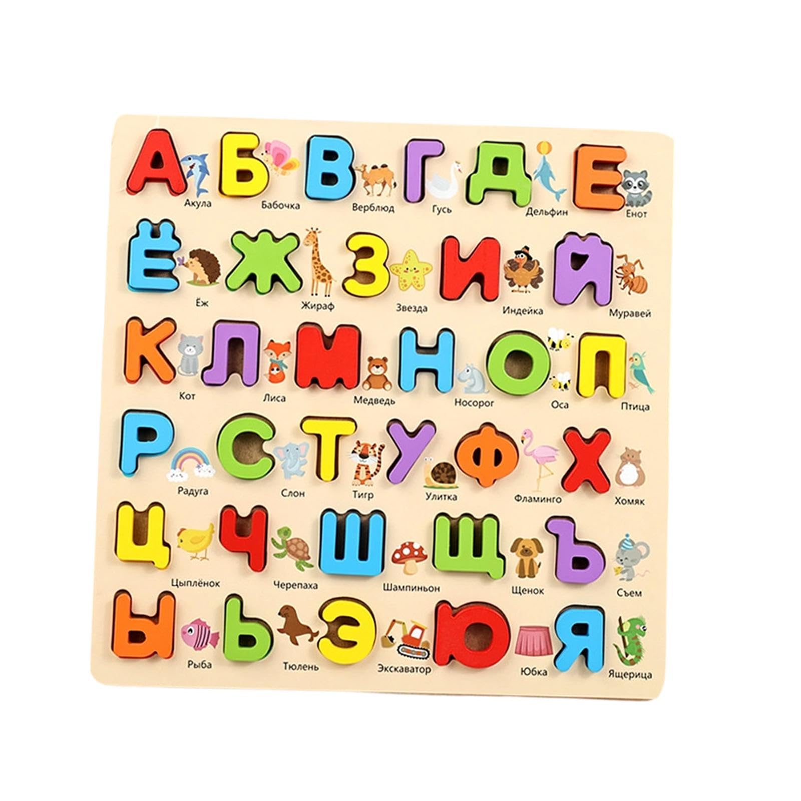 Milageto Russisches Holzpuzzle mit Tiermotiven – Lernspielzeug