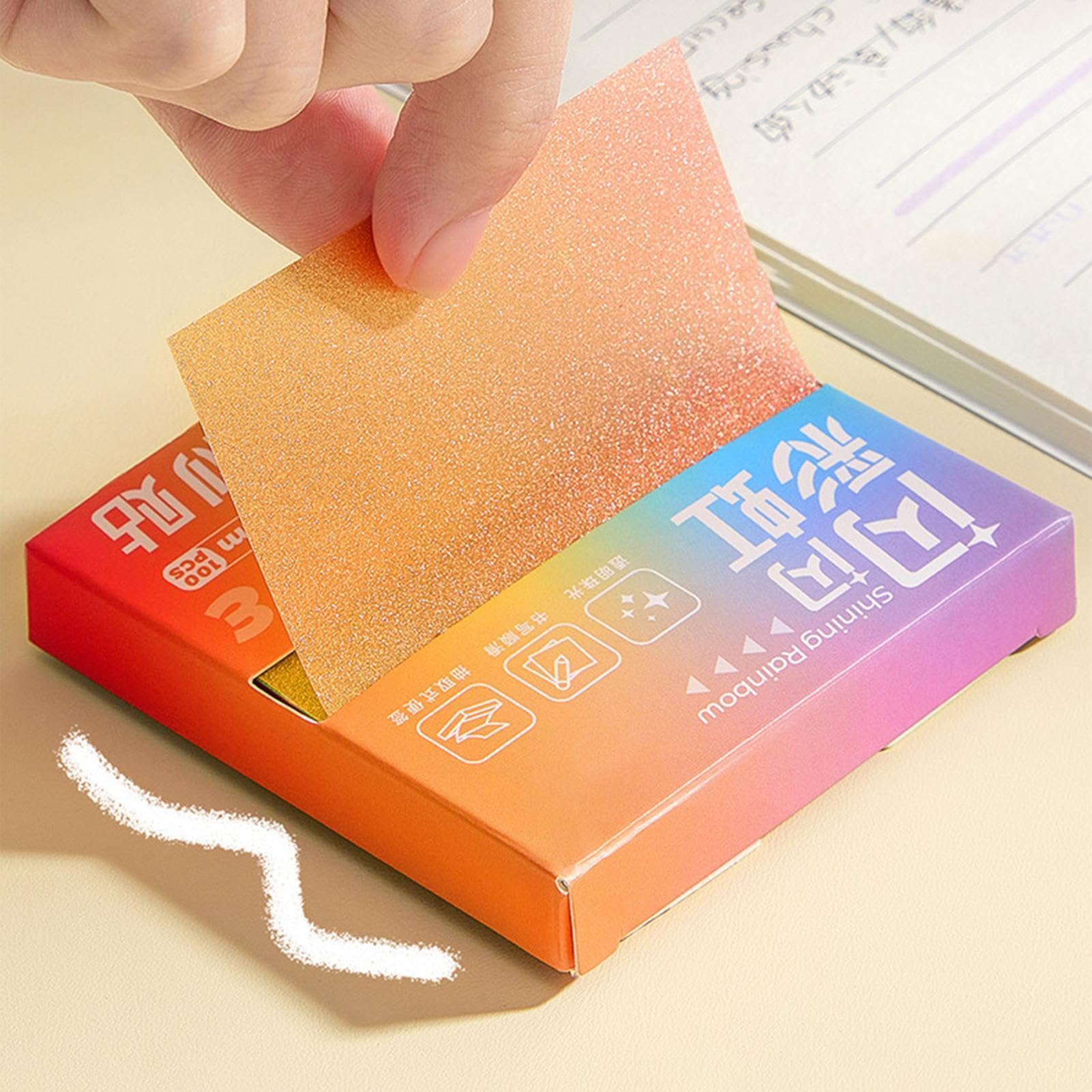 Blocco Note Adesivo Glitter 100 Fogli Memo Glitter Colorati Impermeabili