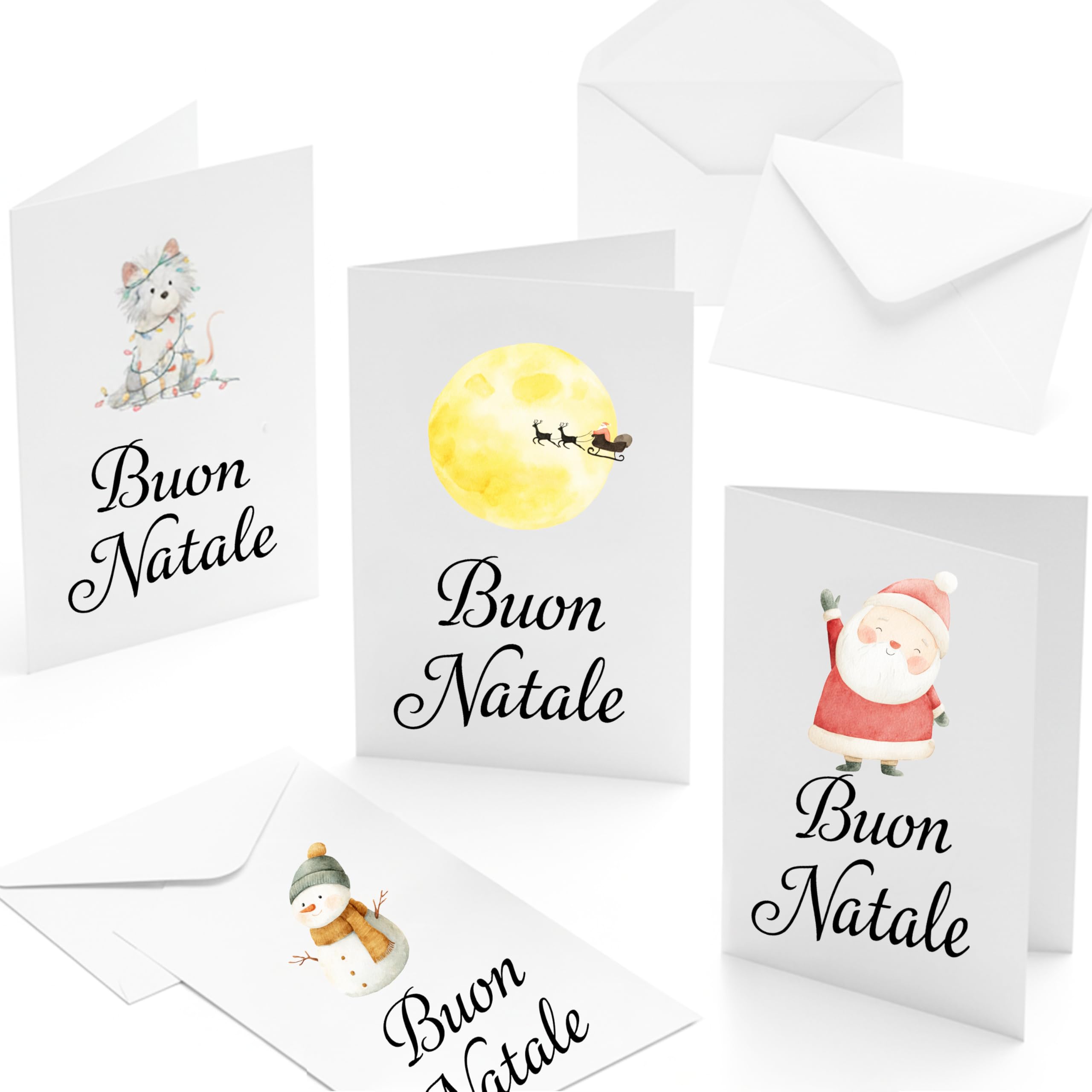 Biglietti di Natale in Italiano A6 con Buste Bianche – Set di 30 per Auguri Festivi