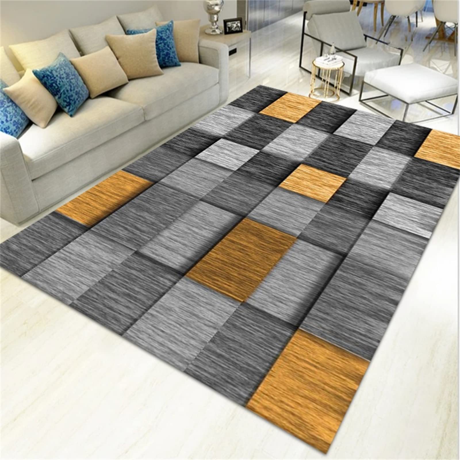 Tapis décoration terrasse extérieur gris 300x400cm géométrie moderne élégante