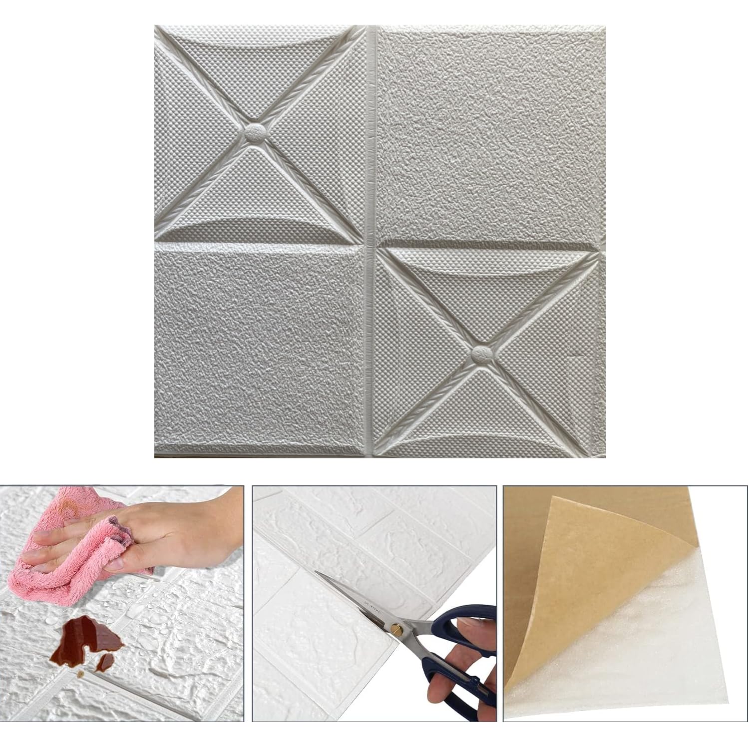 Pannelli 3D Adesivi Per Parete - Effetto Mattone/Pietra, Schiuma PE, 10 Pezzi (Grigio Legno) - Foto 6