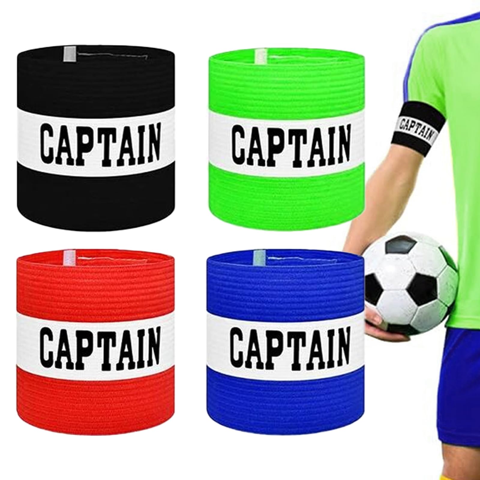 YNR Captain's Armbands Elastic Sports Arm Bands Adjustable Leader Football Arm Bands for Football Rugby Basketball Adults Breathable Sport Accessory