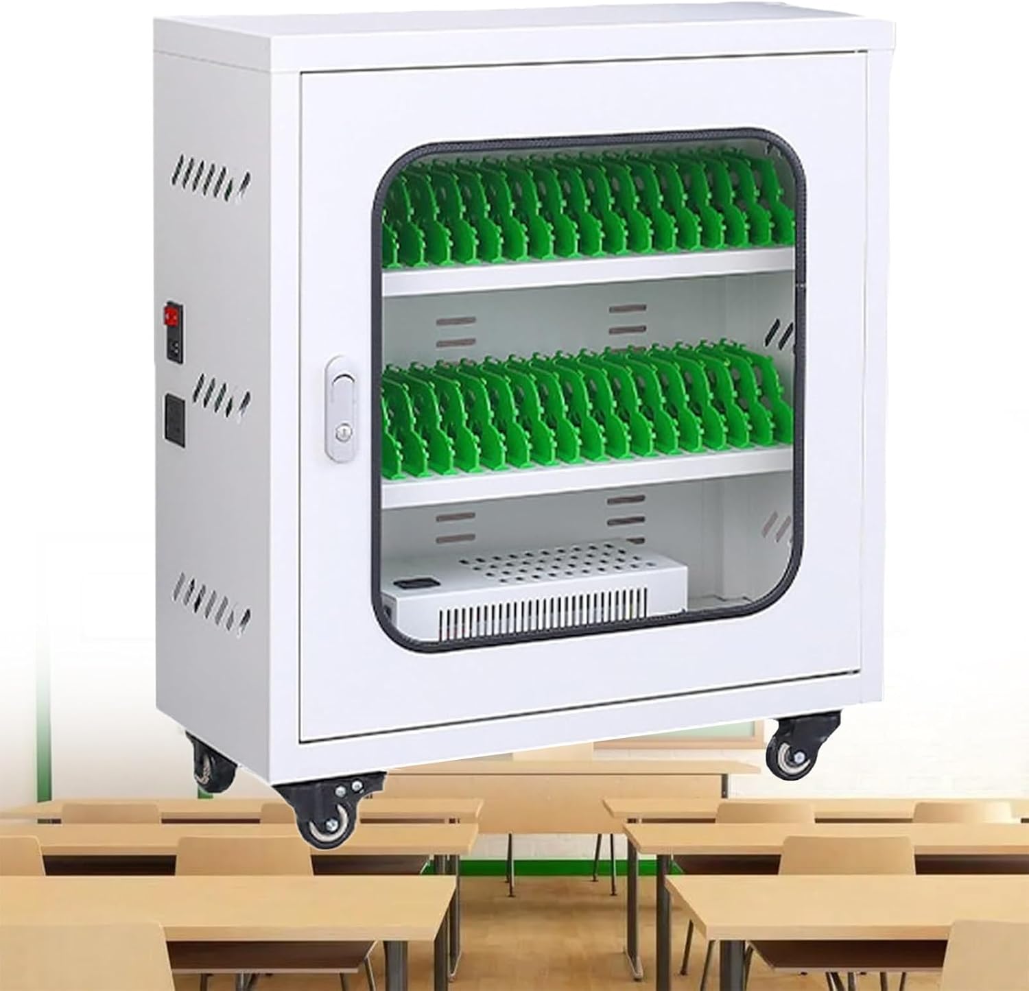 Mobile Phone Storage Box Transparent Acrylic Mobile Phone Security Locker with Key,60-Slot Cell Phone Charging Station Cabinet - USB Rechargeable Locker for Students & Employees - Secure STO