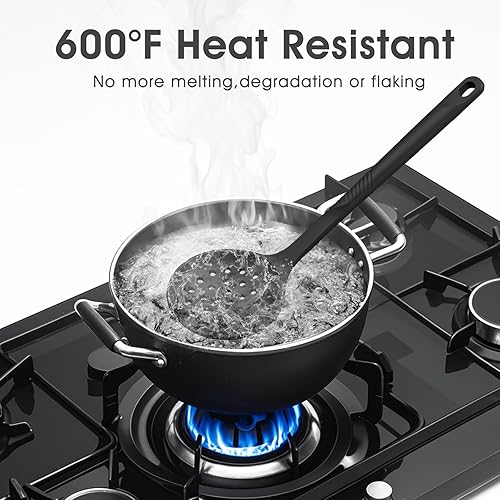 Miniatura 8 de Juego de utensilios de cocina de silicona, resistentes al calor, antiadherentes, con espátulas, cucharas, batidor, pinzas, sin BPA, apto para