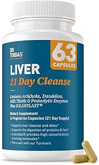 Dr. Tobias Liver 21 Day Cleanse, Herbal Liver Detox Cleanse with Milk Thistle, Dandelion Root & Artichoke Extract, Supports Liver Health & Digestion, 63 Vegetarian Capsules (63 Count (Pack of 1))