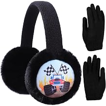 Boys Winter Earmuffs and Gloves Set, Plush Kids Ear Warmers