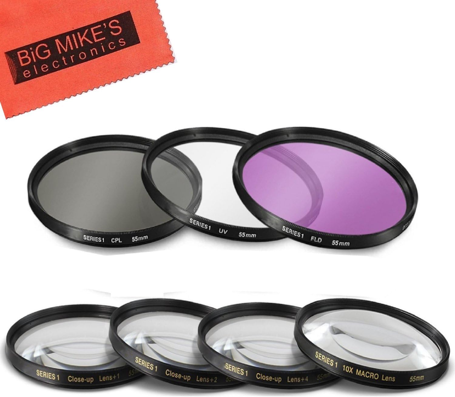 55mm Multi-Coated 7 Piece Filter Set Includes 3 PC Filter Kit (UV-CPL-FLD-) And 4 PC Close Up Filter Set (+1+2+4+10) For Sony Alpha SLT-A33, A35, A55, A58, A65, A77, A99, A3000, A5000, A5100, A6000, DSLR330L, A7, A7II, A7R, A7S, NEX-5T, NEX-6, NEX-7K, NEX-3N, NEX-F3 Digital SLR Cameras Which Has Any Of These Sony Lenses 16-70mm, 18-55mm A-Mount, 18-70mm, 28-70mm, 55-200mm, 35mm f/1.4G A-MOUNT, 35mm f/1.8 A-MOUNT, 50mm f/1.4, 50mm f/2.8, 85mm f/2.8, 100mm f/2.8