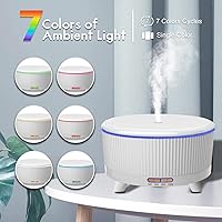 Vista 4 de Diffusers for Essential Oils Large Room, 500ml Aromatherapy Diffuser Cool Mist Humidifier with Remote Control,7 Colors Lights & 3 Mist Mode