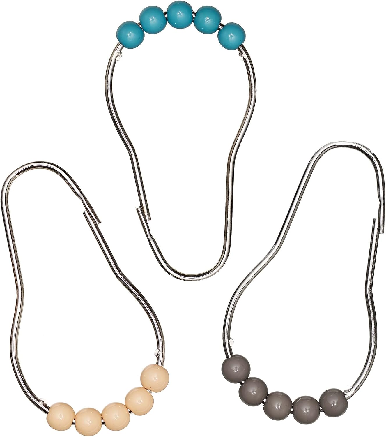 Turquoise Blue Beaded Rust Resistant Shower Curtain Hooks