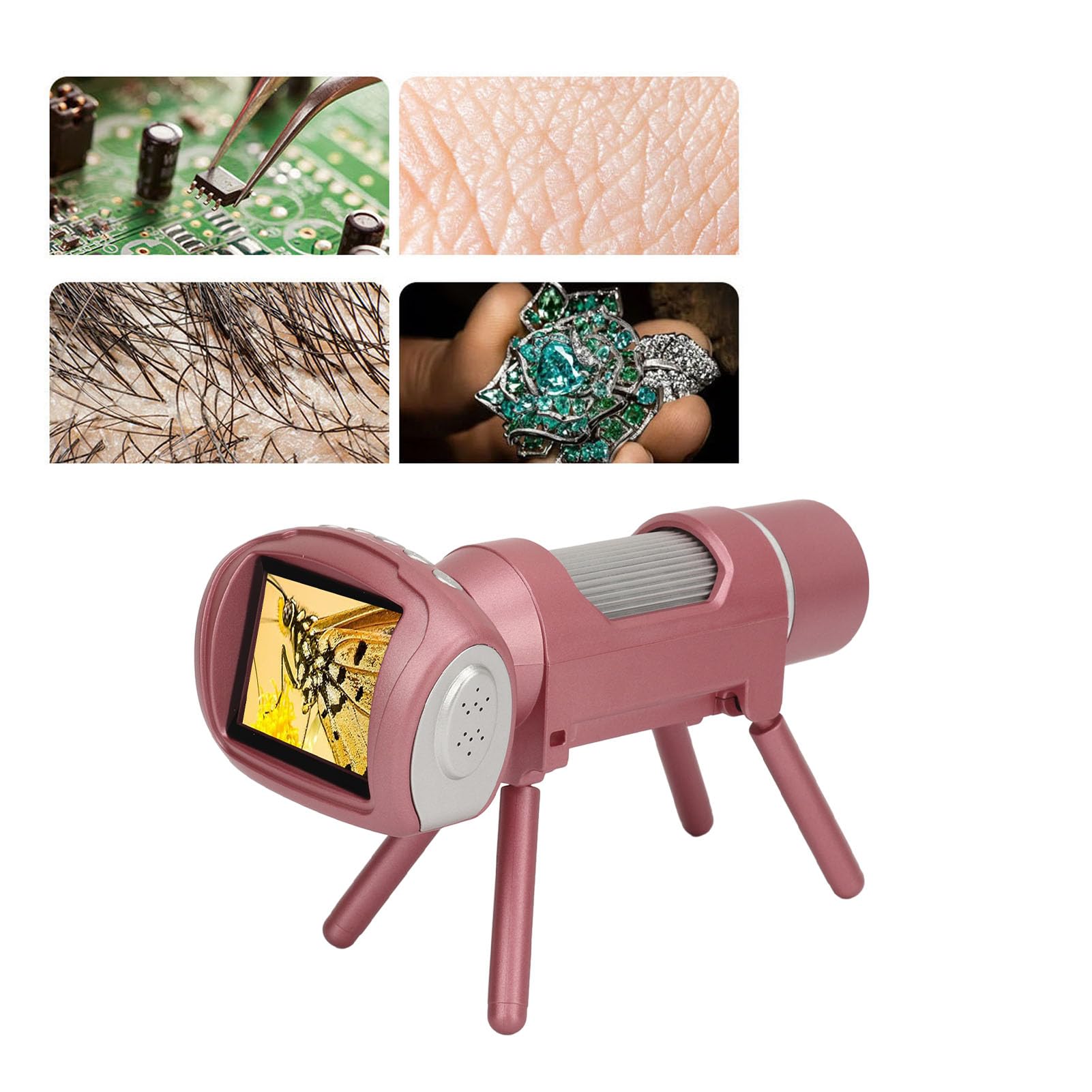 Microscopio Digital de 2 Pulgadas y 40 MP, Microscopio Digital de Bolsillo para Niños 1080P con 8 Luces LED, Zoom Digital Ajustable de 50X a 300X, Microscopio de Juguete de 900