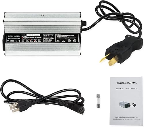 Wztepeng - Cargador de batería para carrito de golf, 36 V, 5 A, enchufe de cargador de pie de cuervo compatible con EZGO Club Car Yamaha, etc.