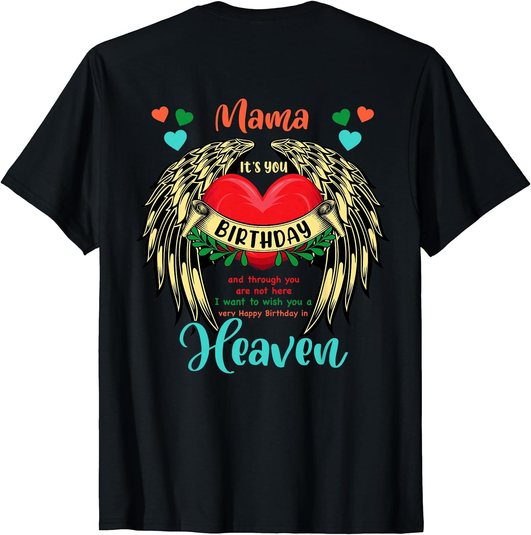Auntie Happy Birthday to Angel in Heaven Heart Wing Memorial T-Shirt