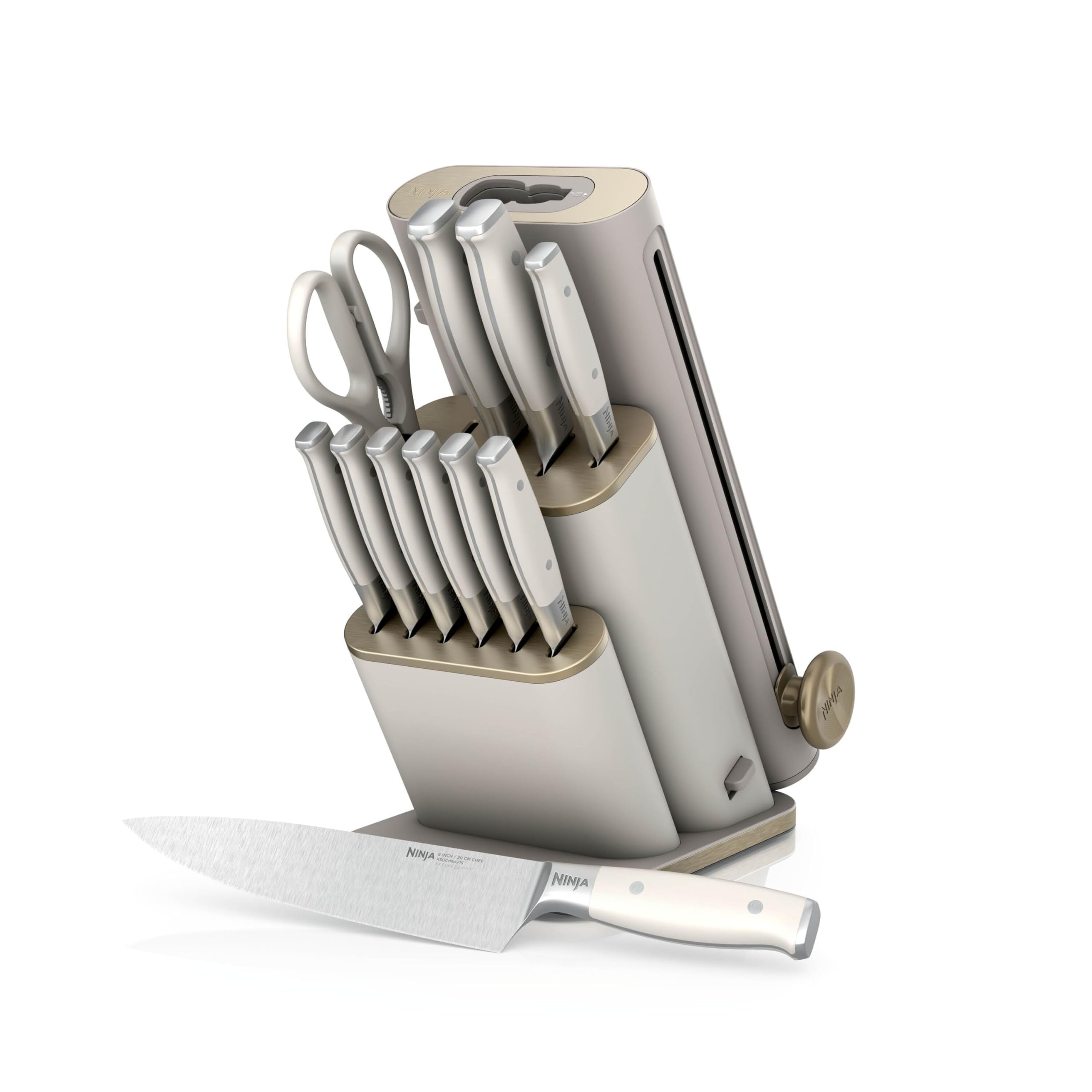 Ninja Set di coltelli StaySharp da 13 pezzi Oro chiaro, NK32013EUUKSD1 | con affilatrice rimovibile