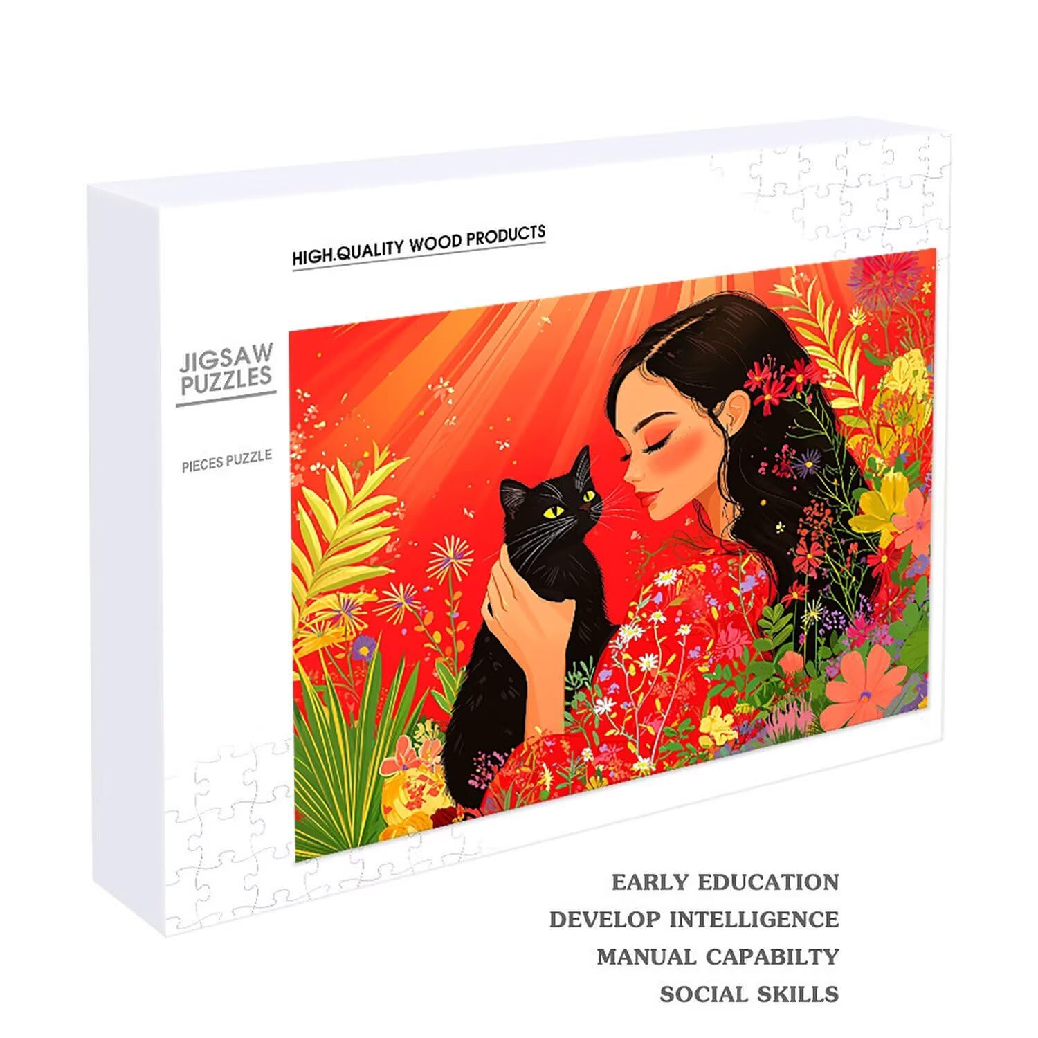 Kobieta kot - Puzzle 4000 sztuk dla dorosłych - Puzzle DIY, kreatywna rozrywka, nowoczesna sztuka, klasyczne puzzle dla dorosłych i nastolatków w wieku 12 lat, pomysł na prezent dla mężczyzn i kobiet