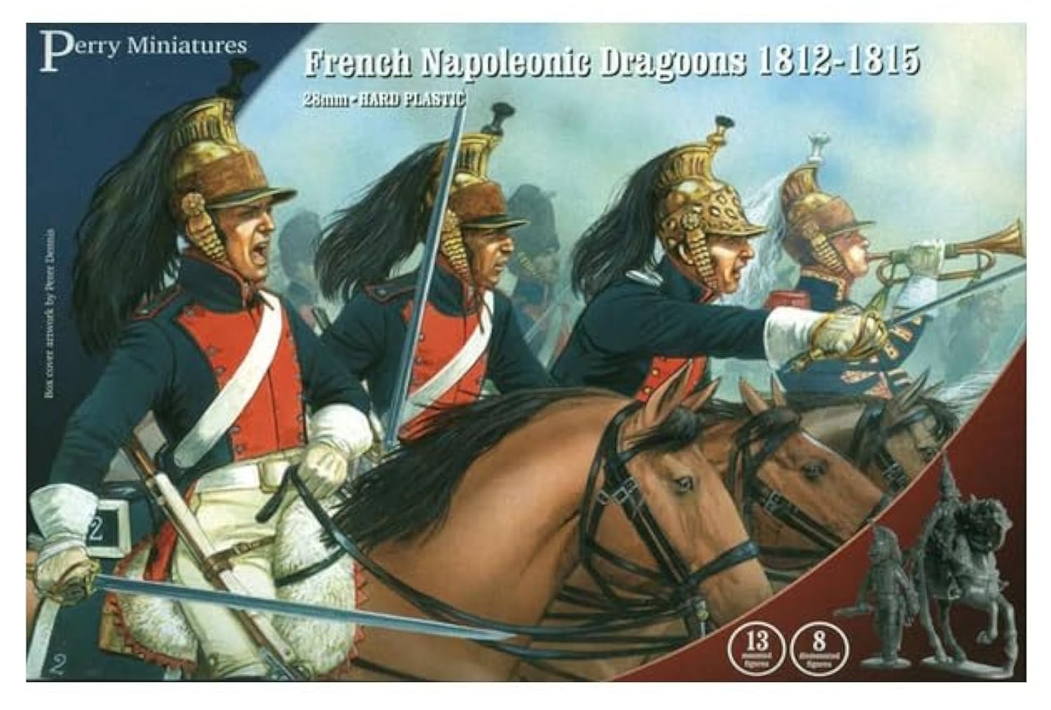 Perry Miniatures FN130 French Napoleonic Dragoons 28 mm Hard Plastic Figures x13 by Perry Miniatures