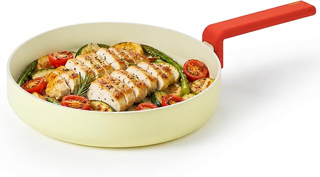 Neoflam Danish Forged 9.5" Stir Frying Pan with Handle, Kitchen Nonstick Ceramic Coating Tamagoyaki Omelet Skillet, Healthy Cooking Induction Compatible Cookware, Made in Korea 24cm