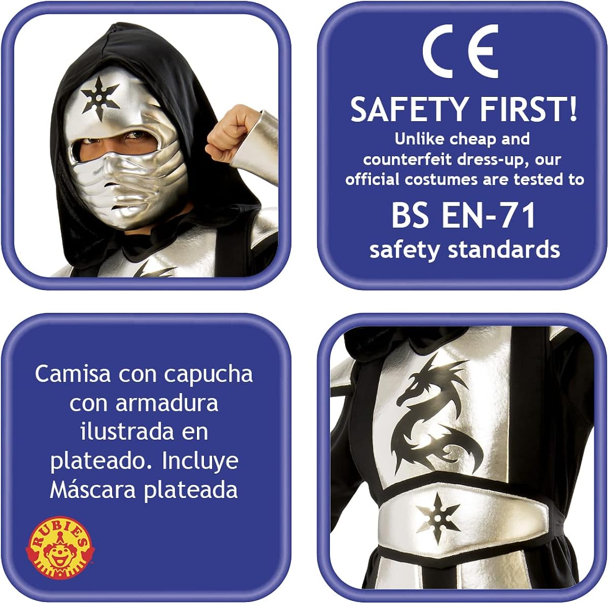 Miniatura 2 de Disfraz de Ninja de dragón plateado