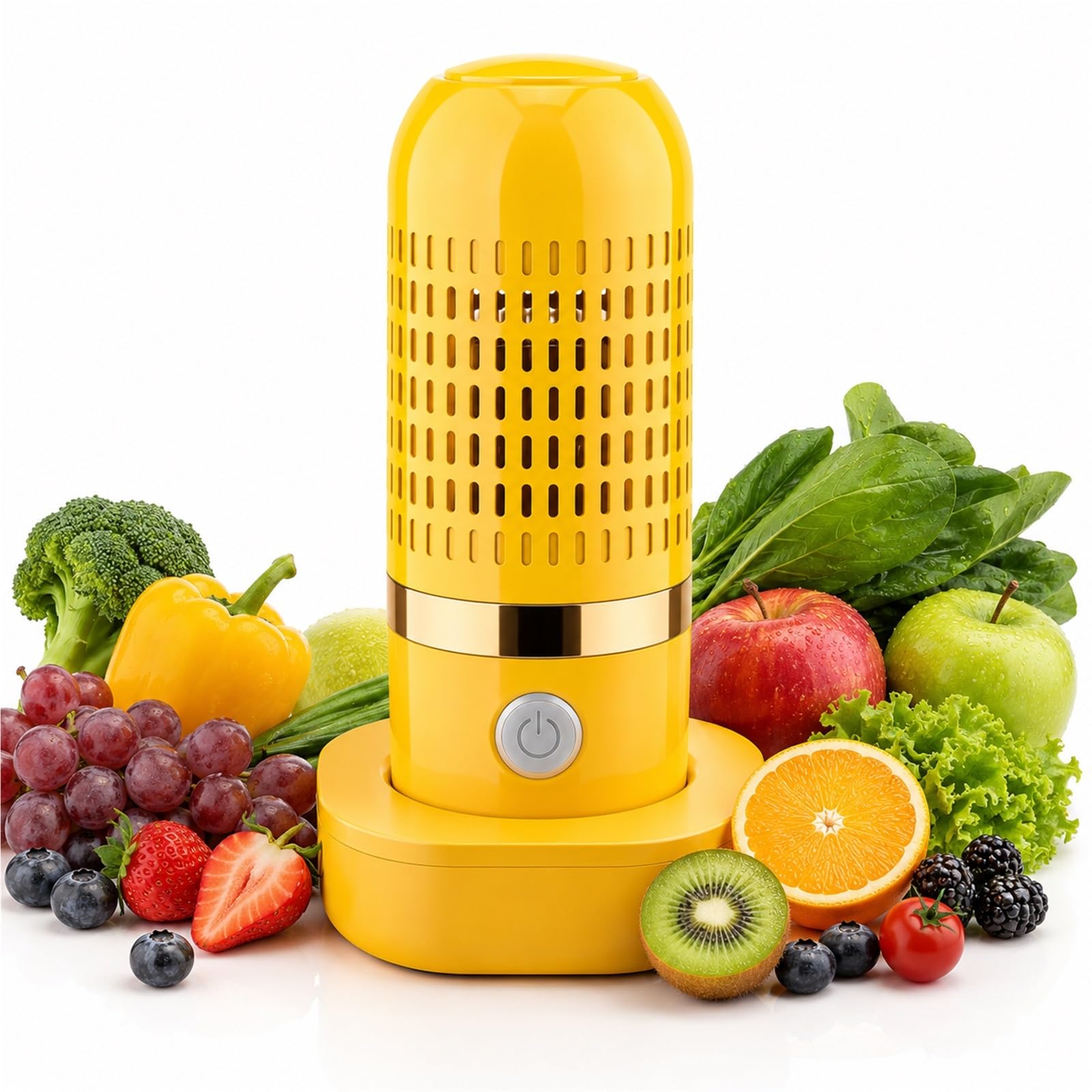 Purepod Fruit and Vegetable Purifier Machine - Cordless OH-ion Produce Washer for Home Kitchen and Camping - Portable Food Purifier for Cleaning Berries and Veg(Yellow)