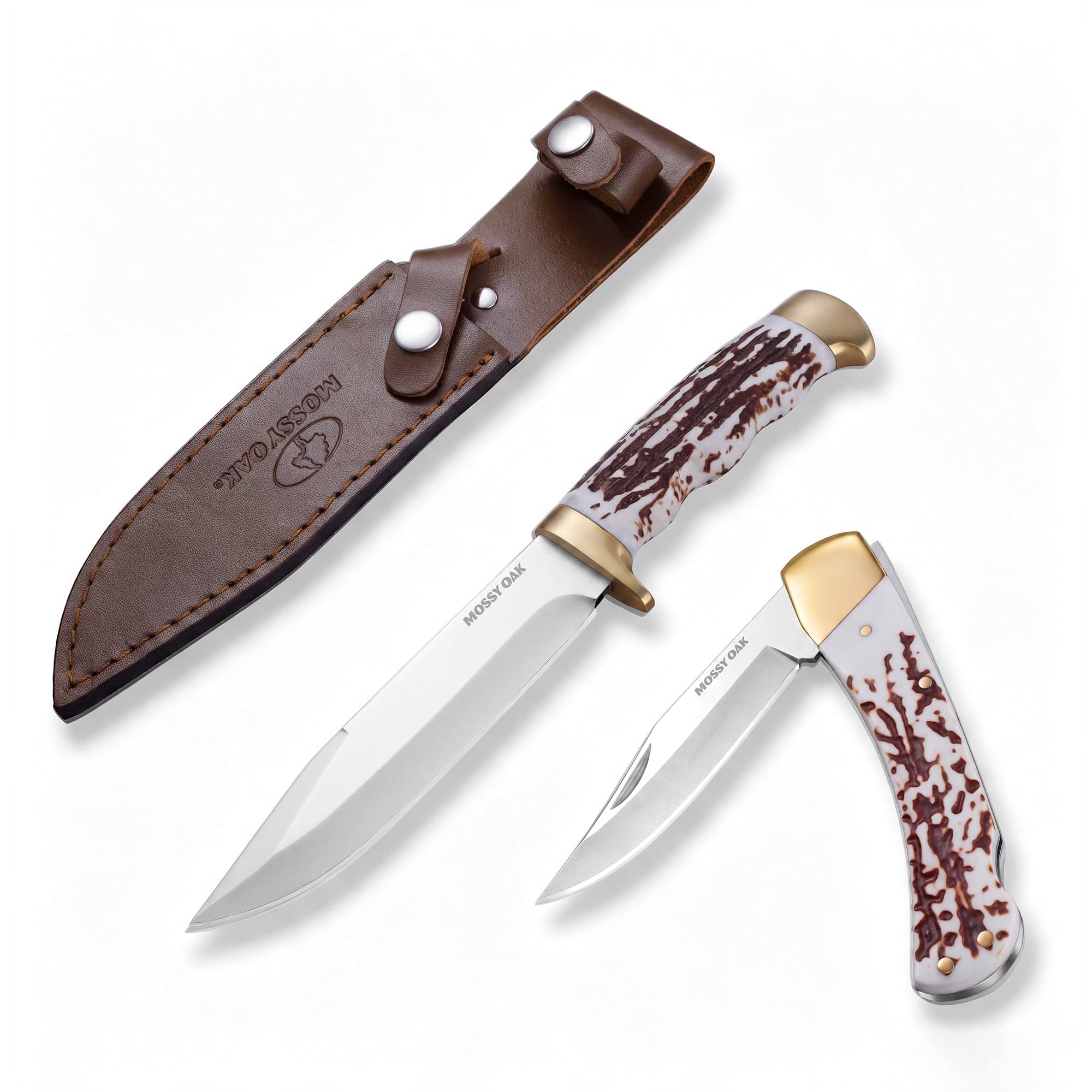 2PC Hunting Knife Set, 6" Fixed Blade Knife & 3.5" Folding Knife