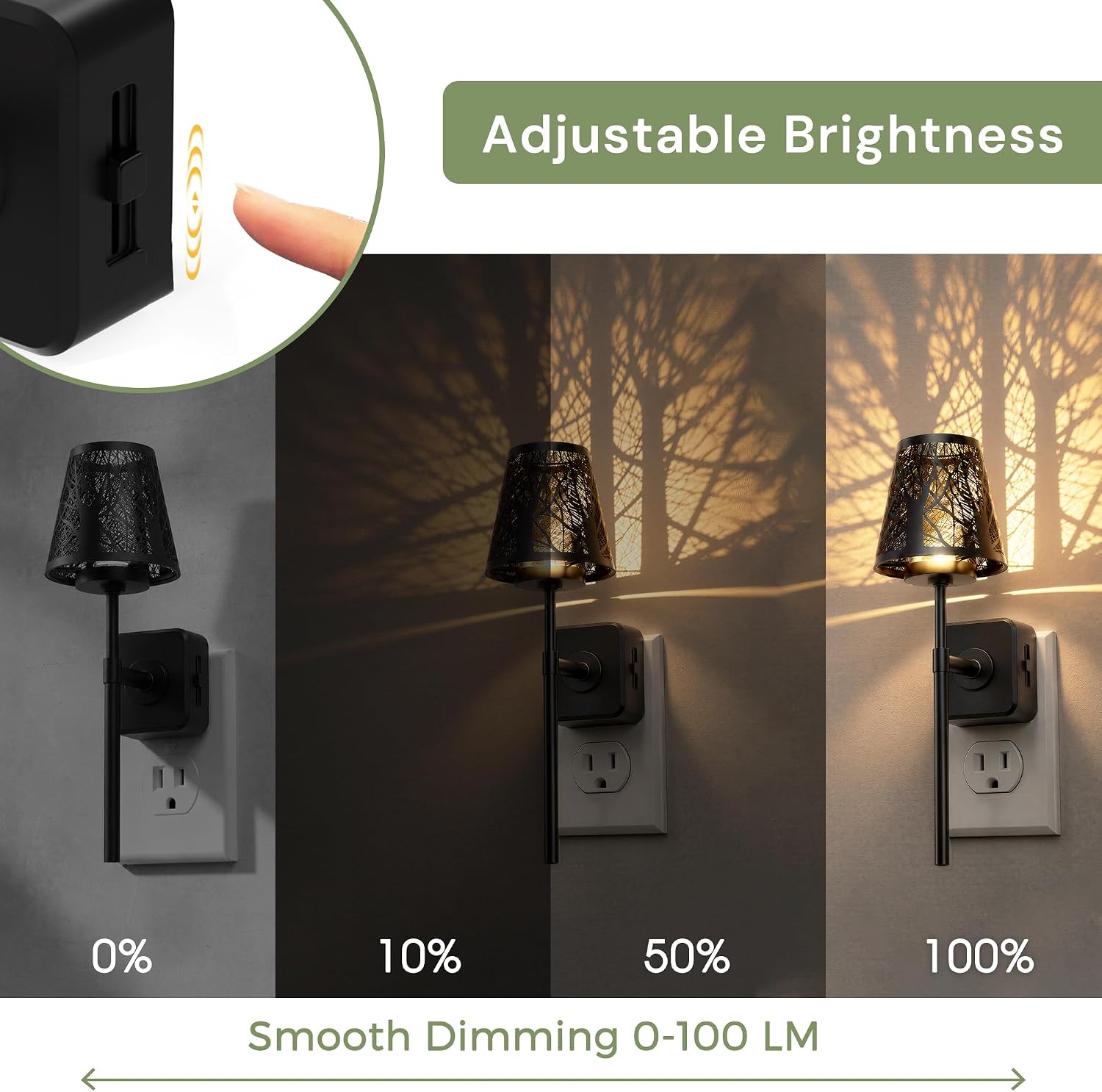  Night ights Pug into Wa, Decor Meta Crafted Night ight | Dusk to Dawn Sensor Vintage Nightight, 0-100M Dimmabe, for Bedroom iving Room Haway thumbnail