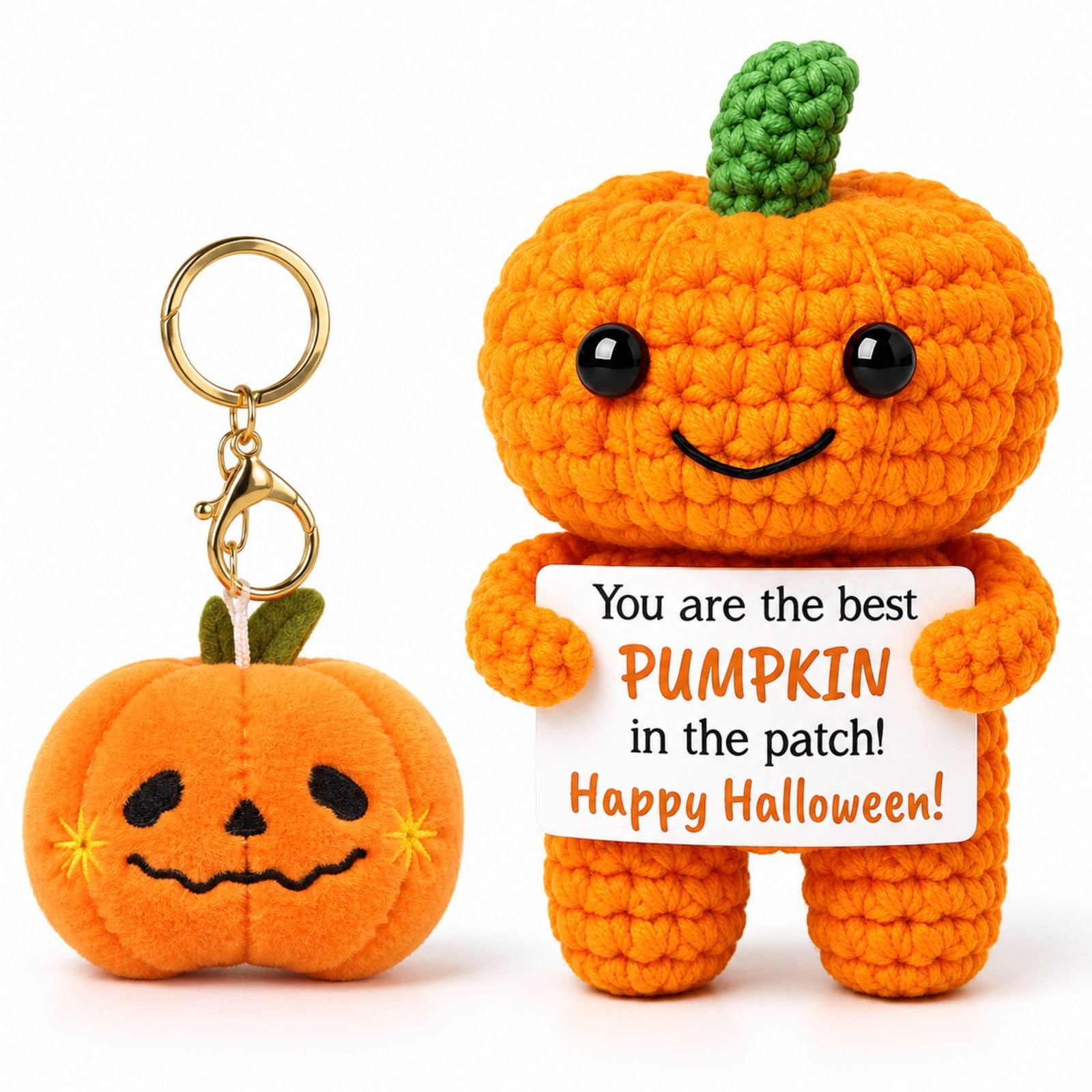 Buuraqq 2Pcs Pumpkin Crochet Ornament, Handmade Knitted Pumpkin Decor