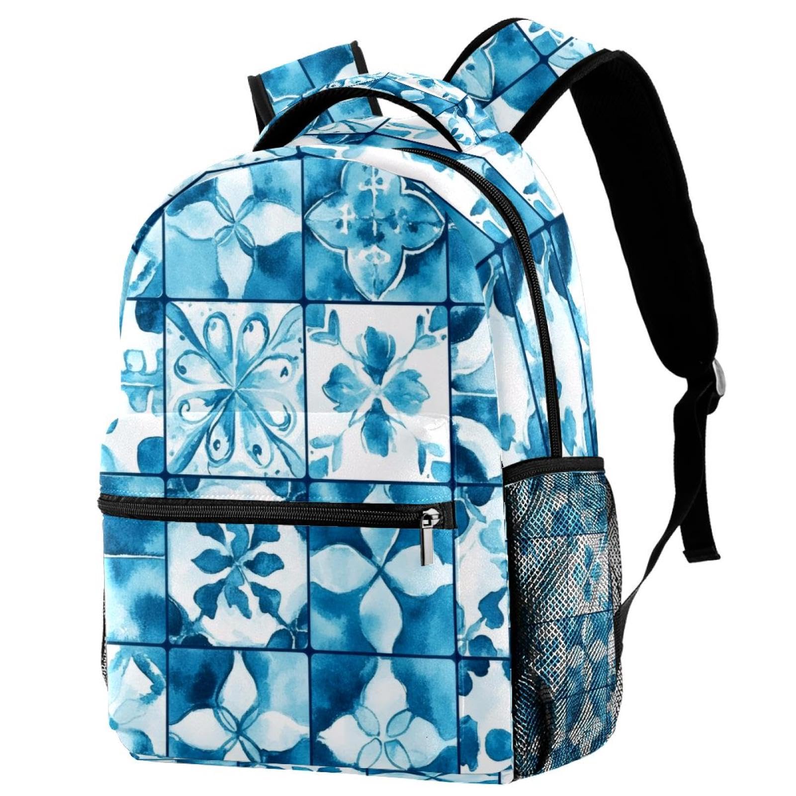 Sac à dos bleu sarcelle géométrique pour ordinateur portable ado - 7