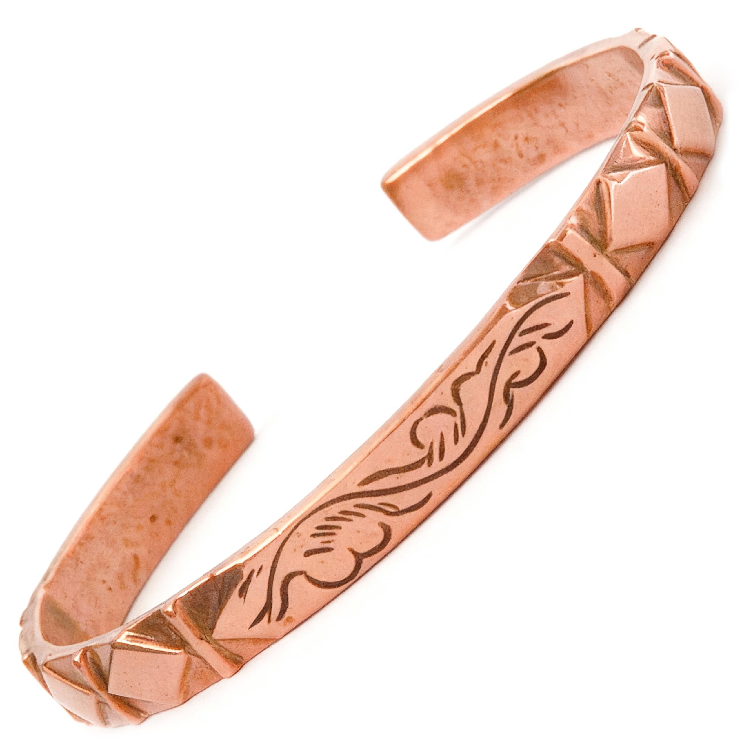 KANTIPUR Pulsera de cobre puro tallado con ondas tibetanas, brazalete martillado ajustable para hombres y mujeres, hecho a mano en Nepal, bonita joyería hippie bohemia