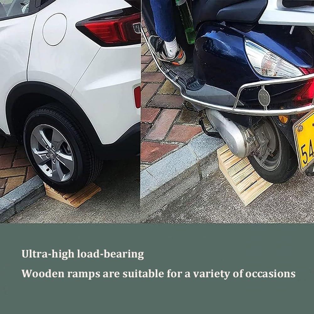 Rampa De Acceso De Madera Rampas De Bordillo Altura De Elevación 7-15cm Rampas Para Silla De Ruedas Duradera Y Resistente Rampa Coche Para Sillas Ruedas Motocicletas Bicicletas Automóviles(31x3