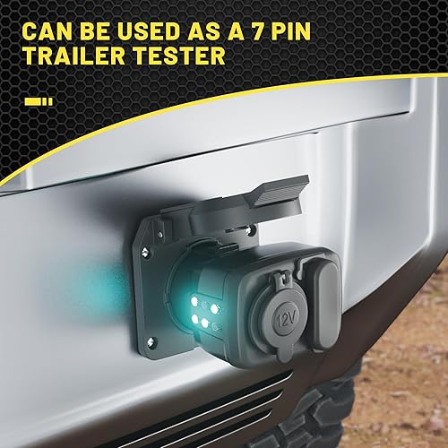 Miniatura 3 de Oyviny Adaptador de corriente de hoja de 7 vías a 12 V con probador de circuito LED, cuchilla RV de 7 pines a adaptador plano de 45 vías, conector