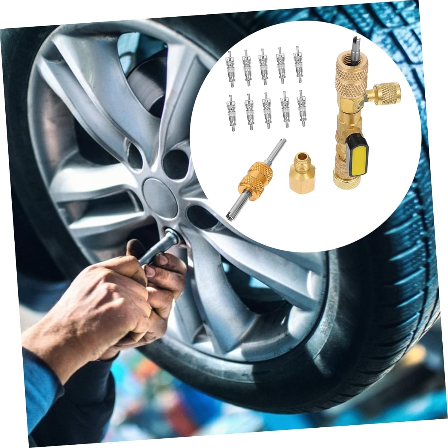 2sets Tyre Core Remover Tool Valve Core Wrench for Air Conditioning and Tire Repair Non- Knob Design Maintenance Kit Compatible