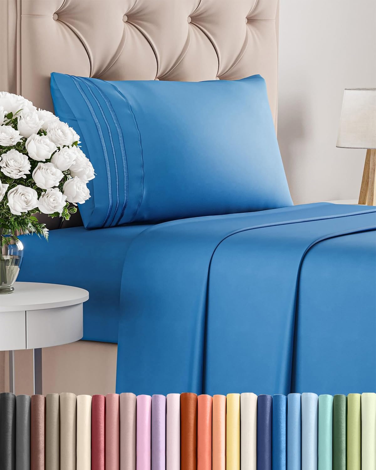 Twin Size 3 Piece Sheet Set - Comfy Breathable & Cooling Bed Sheets Set - Hotel Luxury Bedding for Women, Men, Kids, Teens, Boys & Girls - Deep Pockets, Soft and Wrinkle Free - Oeko-Tex - Royal Blue